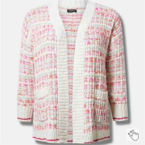 Torrid Drop Shoulder Multi Colored Cardigan- Size 3 - Picture 3 of 10